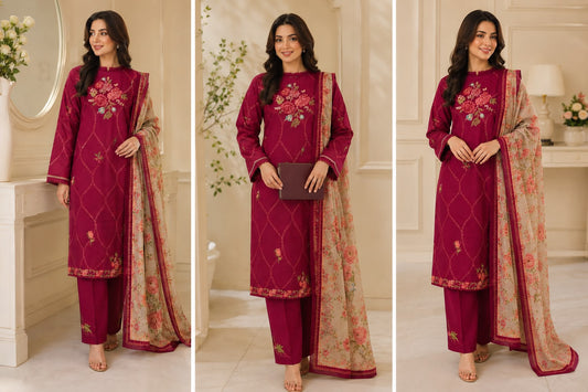 3-Piece Embroidered Summer Collection New Arrival DM-112