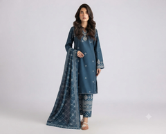 Unstitich-3 Piece Embroidered Summer Collection New Arrival DM-102